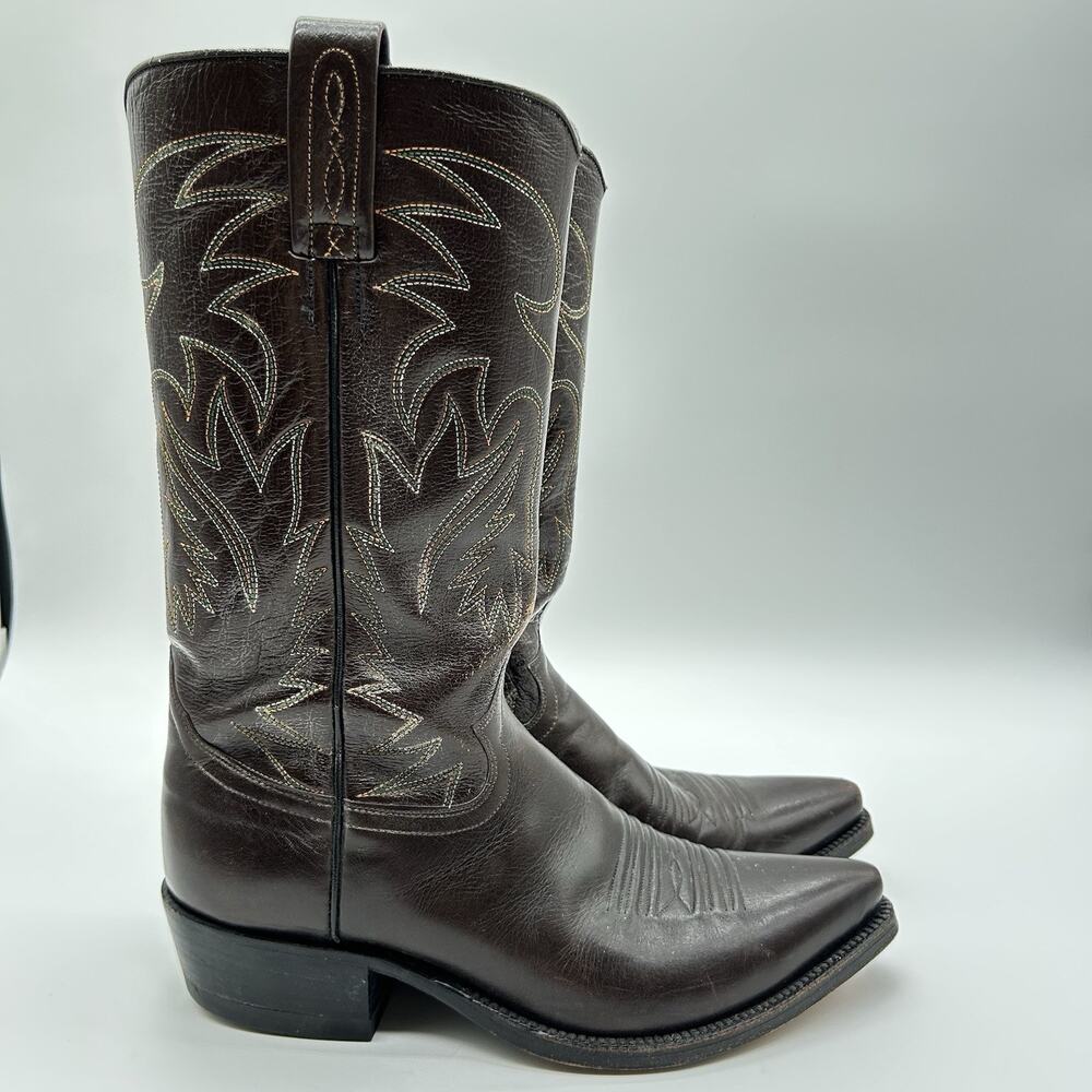Vintage Dan Post Mens 8 D Western Boots Brown Leather Cowboy Boots Classic USA